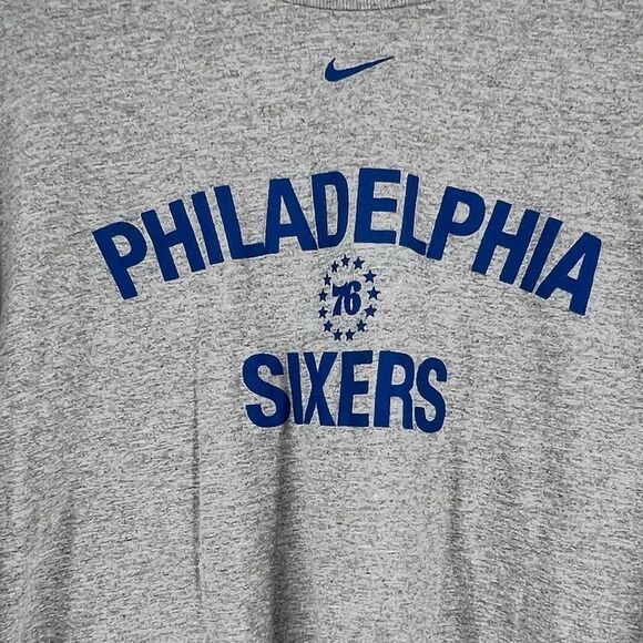 2002 Nike NBA Philadelphia 76ers Vintage Grey & Blue Sports T-Shirt Size XXL - Picture 2 of 12